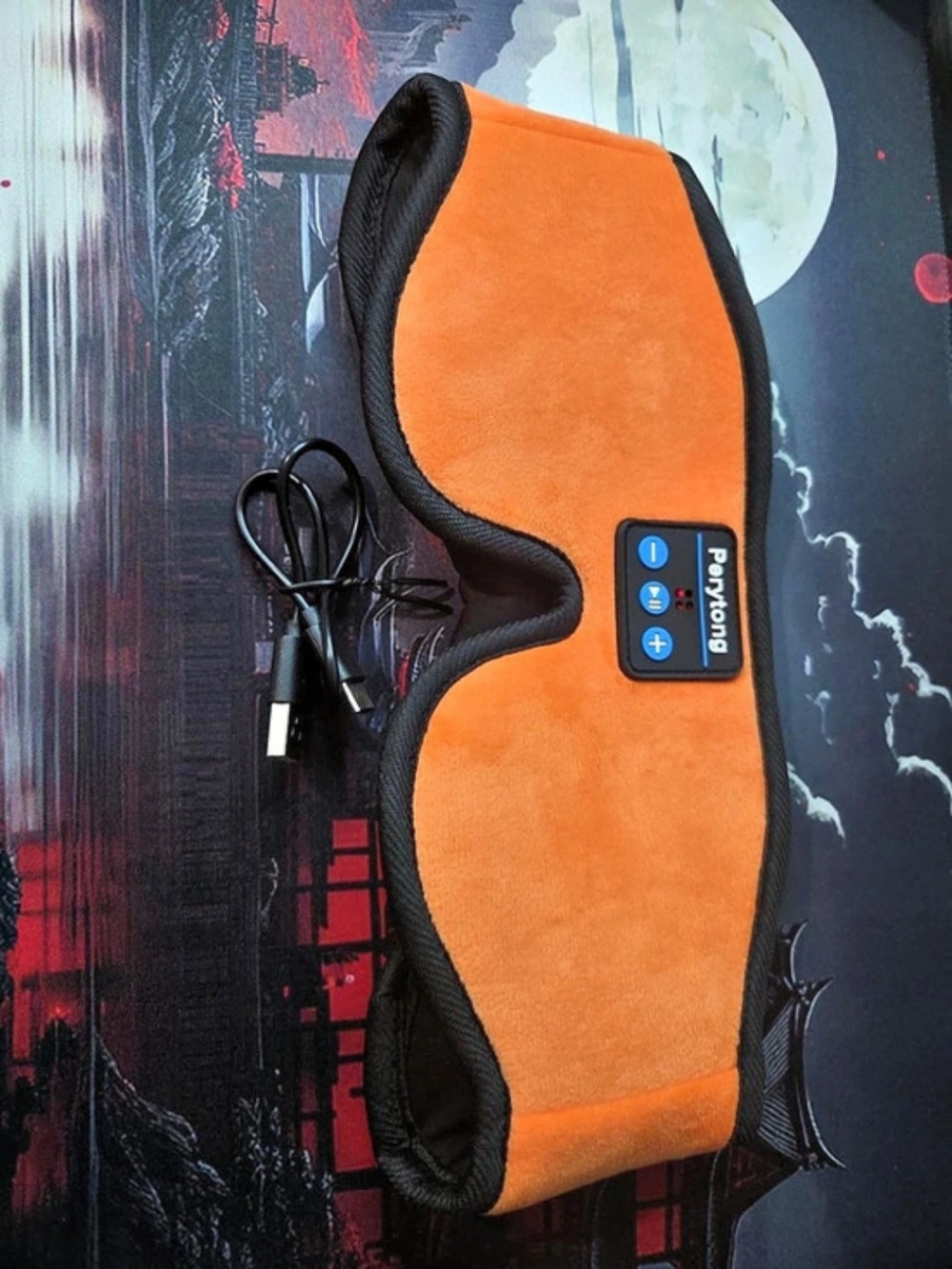 Perytong Wireless Sleep Headphones Eye Mask Orange & Black